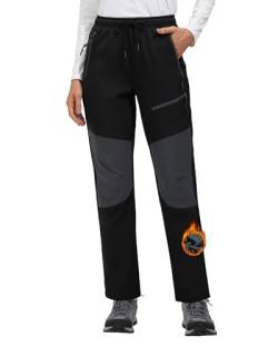 VILIGO Damen Skihose Outdoorhose Wasserdicht Winddichte Softshellhose Warme Gefütterte Trekkinghose Atmungsaktive Schnelltrocknende Thermohose Wanderhose Winter Ski Pants Cargohose mit Taschen von VILIGO