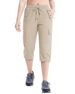 VILIGO Wanderhose Damen Caprihose Damen Sommer Leicht Cargohose Damen Schnelltrocknen 3/4 Trekkinghose Dreiviertel Hose Damen Wasserbeständig von VILIGO