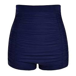 VILOREE Damen hohe Taille Bikini Unterteil Badehose Tankinihose Hotpants Bauch Weg Navy XL von VILOREE