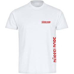 VIMAVERTRIEB® Herren T-Shirt Düsseldorf - Brust & Seite - Druck: rot - Männer Shirt Fußball Fanartikel Fanshop - Größe: 4XL weiß von VIMAVERTRIEB