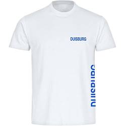 VIMAVERTRIEB® Herren T-Shirt Duisburg - Brust & Seite - Druck: blau - Männer Shirt Fußball Fanartikel Fanshop - Größe: 4XL weiß von VIMAVERTRIEB