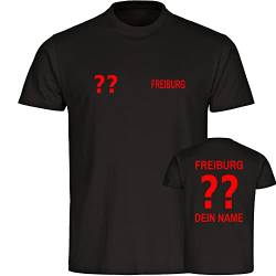 VIMAVERTRIEB® Kinder T-Shirt Freiburg - Trikot mit Deinem Namen und Nummer - Druck: rot - Shirt Jungen Mädchen Fußball Fanartikel Fanshop - Größe: 128 schwarz von VIMAVERTRIEB