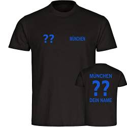 VIMAVERTRIEB® Kinder T-Shirt München - Trikot mit Deinem Namen und Nummer - Druck: blau - Shirt Jungen Mädchen Wunschtext - Größe: 140 schwarz von VIMAVERTRIEB