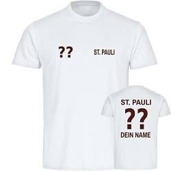 VIMAVERTRIEB® Kinder T-Shirt St. Pauli - Trikot mit Deinem Namen und Nummer - Druck: braun - Shirt Jungen Mädchen Fußball Fanartikel Fanshop - Größe: 140 weiß von VIMAVERTRIEB