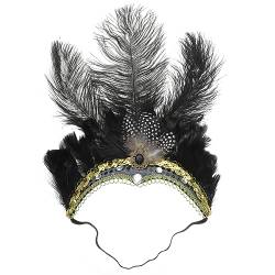 VINTORKY Fascinator-kopfschmuck Karneval Fascinator Kopfschmuck Party-fascinator-stirnband Frauen Stirnband Pfau Feder Stirnband Tanzparty -stirnband Haarschmuck Bilden Diamant Damen von VINTORKY