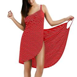 VIROYA Damen Handtuch Wrap, Damen Spa Wrap Set, Handtuch Wrap, Wearable Beach Handtuch, Sexy Sling Kleid Wickelkleid Bademantel (Color : Rot, Size : 4XL) von VIROYA
