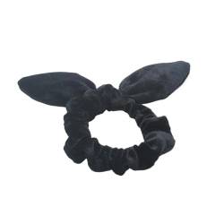 1 Stück Damen Samt Elastische Haarbänder, Mädchen Kaninchenohr Stirnbänder Dame Haargummi Kinder Haarschmuck Geschenk(BLACK) von VIVAZYTGH