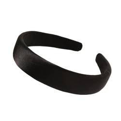 1 stücke Satin Schwamm Stirnband for Frauen Solide Farben Dickes Haar Hoop Haarband Mode Haar Zubehör(Black) von VIVAZYTGH