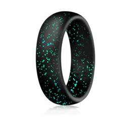 VIVAZYTGH 1pc Silikonring Flexible Gummi Fingerringe 5,7mm for Frauen Party Eheringe(Black-green,7) von VIVAZYTGH