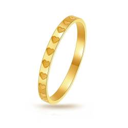 VIVAZYTGH Goldener 2-mm-Herzring aus Edelstahl for Frauen – dünner Ehering, Verlobungsschmuck, Geschenk for die Freundin (Größen 5–10)(9) von VIVAZYTGH