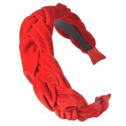 Zopf-Stirnband aus Samtstoff for Frauen, breites Haarband mit Twist-Effekt, breites Haarband for Mädchen(Red) von VIVAZYTGH