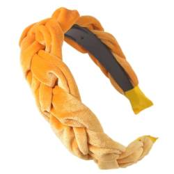 Zopf-Stirnband aus Samtstoff for Frauen, breites Haarband mit Twist-Effekt, breites Haarband for Mädchen(Yellow) von VIVAZYTGH