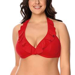 VIVISENCE Bikini BH Dame Bademode Gepolstert Hergestellt In EU Neckholder 3220, Rot,80C von VIVISENCE