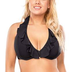 VIVISENCE Bikini BH Dame Bademode Gepolstert Hergestellt In EU Neckholder 3220, Schwarz,85C von VIVISENCE