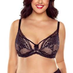 VIVISENCE Dame Soft BH Spitze Netz Träger Schalen Schleife Dessous 1061, Schwarz,70G von VIVISENCE