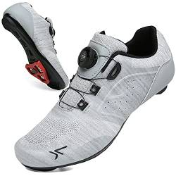 VNANV Fahrradschuhe Herren Damen Rennradschuhe MTB Schuhe Herren Damen rennradschuhe Herren rennrad Fahrradschuhe Look SPD SPD-SL Delta Lock Pedal Reitschuhe spinning Schuhen(37,Grau) von VNANV