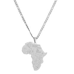 VOCUE Edelstahl Afrika Umriss Anhänger Kette Afrika Karte Anhänger Halskette Modeschmuck Dekoration für Männer Frauen von VOCUE