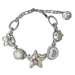 VOCUE Elegantes Perlenarmband, Stern-Charm-Armband, Anhänger, Armband, stilvoller Handgelenkschmuck, modisches Statement-Armband für Damen, Metall von VOCUE