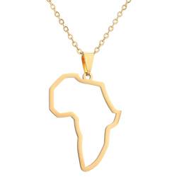 VOCUE Halskette mit Afrika-Anhänger, Afrika, Edelstahl, hohl, Afrika-Karte, Modeschmuck für Damen und Herren von VOCUE