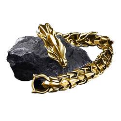 VOCUE Vintage Hip Hop Punk-Drachen-Armband Retro übertriebenes Drachenarmband Schmuck Geschenke für Männer Drachengliederkette Armband von VOCUE