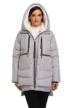 VOGMATE Damen Daunenjacke mit Kapuze Winter Dicke warme Daunenjacke Winddichter Mantel für Damen,Grau M von VOGMATE