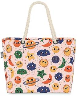 VOID Mini Sterne Planeten Kinder Strandtasche Shopper 58x38x16cm 23L XXL Einkaufstasche Tasche Reisetasche Beach Bag von VOID