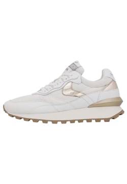 VOILE BLANCHE QWARK Hype Woman-Sneaker aus Veloursleder und technischem Gewebe-Weiß, Weiß-Platin 37 von VOILE BLANCHE