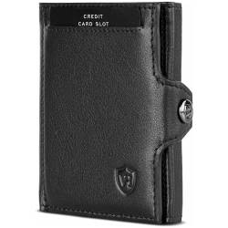 VON HEESEN Slim Wallet mit Münzfach & RFID-Schutz - Mini Geldbörse Herren & Damen - Kartenetui Geldklammer Kreditkartenetui - Portmonee Geldbeutel Portemonnaie klein (Schwarz) von VON HEESEN