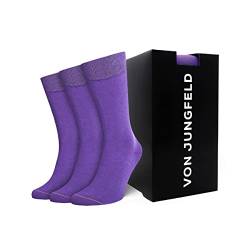 VON JUNGFELD® - 3er Set Herren Socken - Strümpfe aus Bio Baumwolle - hochwertige Herrensocken Gr. 39-42 lila von VON JUNGFELD