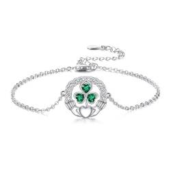 VONALA Claddagh Armband 925 Sterling Silber Kleeblatt Keltischer Knoten Kleeblatt Irischer Schmuck für Damen von VONALA