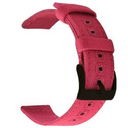 VRKRTVBLB Canvas-Nylon-Uhrenarmband 18 mm 20 mm 22 mm Universal-Uhrenarmband Edelstahl-Dornschließe Herren Damen Universal(Red-Black,22mm) von VRKRTVBLB