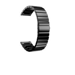 VRKRTVBLB Edelstahl Metallband 18mm 20mm 22mm Universalband Faltschließe Herren Damen Universal(Black,20mm) von VRKRTVBLB