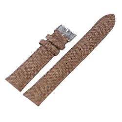 VRKRTVBLB Uhrenarmband aus Canvas und Leder, 10 mm, 12 mm, 14 mm, 16 mm, 18 mm, 20 mm, 22 mm, universelles Uhrenarmband for Männer und Frauen(Dark Brown,14mm) von VRKRTVBLB