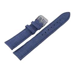 VRKRTVBLB Uhrenarmband aus Canvas und Leder, 10 mm, 12 mm, 14 mm, 16 mm, 18 mm, 20 mm, 22 mm, universelles Uhrenarmband for Männer und Frauen(Dark blue,18mm) von VRKRTVBLB