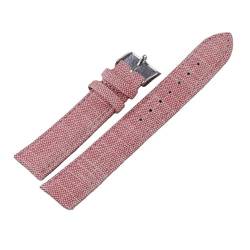 VRKRTVBLB Uhrenarmband aus Canvas und Leder, 10 mm, 12 mm, 14 mm, 16 mm, 18 mm, 20 mm, 22 mm, universelles Uhrenarmband for Männer und Frauen(Pink,18mm) von VRKRTVBLB