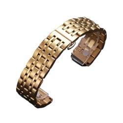 VRKRTVBLB Uhrenarmband aus Edelstahl, 16 mm, 18 mm, 19 mm, 20 mm, 21 mm, 22 mm, Universal-Ersatzarmband for Smartwatches, Unisex-Uhrenarmband(Gold,19mm) von VRKRTVBLB