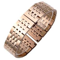 VRKRTVBLB Uhrenarmband aus Edelstahl und Metall, 12 mm, 14 mm, 16 mm, 18 mm, 20 mm, 22 mm, 24 mm, Universal-Uhrenarmband, Faltschließe for Herren und Damen(Rose gold,22mm) von VRKRTVBLB