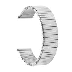 VRKRTVBLB Uhrenarmband aus Edelstahl und Metall, elastisch, 12 mm, 14 mm, 16 mm, 18 mm, 20 mm, universelles Uhrenarmband for Herren und Damen(Silver,14mm) von VRKRTVBLB