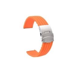 VRKRTVBLB Weiches Silikonarmband 18 mm 20 mm 22 mm 24 mm Universalarmband mit Faltschließe Unisex(Orange,22mm) von VRKRTVBLB