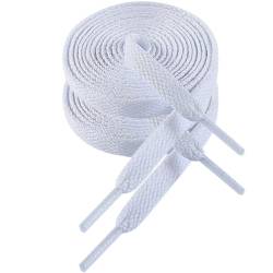 VSUDO 100 cm Länge Schneeweiß Flach Sneaker Schnürsenkel, 8mm Breite Turnschuhe Schuhband, Snow White Sneaker Shoelace, Ersatz Sportschuhe Schnürsenkel für Frauen oder Männer (1 Paar-Schneeweiß-100cm) von VSUDO