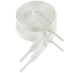 VSUDO 120 cm Länge Weiß Flach Sneaker Schnürsenkel, 8mm Breite Weiss Turnschuhe Schuhband, White Sneaker Shoelace, Ersatz Sportschuhe Schnürsenkel für Frauen oder Männer (2 Paare-Weiß-120cm) von VSUDO