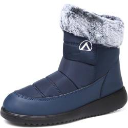 VTASQ Damen Winterstiefel Wasserdicht Warme Gefütterte Schneestiefel Herren Outdoor Stiefel rutschfeste Flache Warme Boots Winter Stiefeletten Blau 44 EU von VTASQ