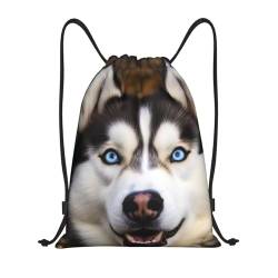 VTCTOASY Kordelzug Gym Tasche Sport String Bag Dumme Husky Dog Kordelzug Rucksack Sackpack für Yoga Shopping, Schwarz , S von VTCTOASY