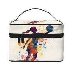 VTCTOASY Make-up-Tasche mit Basketballgöttinnen-Druck, tragbare Kulturbeutel, große Kapazität, Reise-Kosmetiktasche für Outdoor-Reisen, Schwarz, Einheitsgröße, Schwarz , Einheitsgröße von VTCTOASY