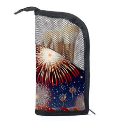 Make up Tasche klein,Make up Reisetasche,amerikanische Flagge Feuerwerk Urlaub,Make up Organizer Tasche von VTGHDEEQ