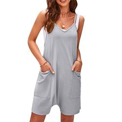 VUTRU Stylische Loose Fit Overalls - Trendige Damen Sommer Jumpsuits mit Spaghetti Strap, Pockets und vielseitigem, praktischem Design Grau M von VUTRU