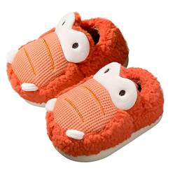 VYLYNL Kleinkind Bett Hausschuhe für Jungen Mädchen Jungen Hausschuhe Warme Dinosaurier Haus Hausschuhe für Kleinkind und Säugling Gefüttert Winter Indoor Schuhe Einfache Slipper, Orange, 43 1/3 EU von VYLYNL