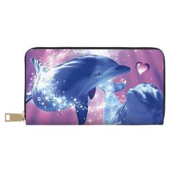 VYONNE Dolphins in Love Lange Kunstleder-Clutch, schick, stilvolle Damen-Geldbörsen für moderne Frauen, großes Fassungsvermögen, Kartenhalter und Organizer-Taschen, strapazierfähige Geldbörse, von VYONNE