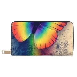 VYONNE Lange Clutch aus Kunstleder, Regenbogen-Schmetterling, schick, stilvolle Damengeldbörsen für moderne Frauen, großes Fassungsvermögen, Kartenhalter und Organizer-Taschen, strapazierfähige von VYONNE