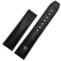 VYSLZ Echtes Leder-Uhrenarmband 20 mm 22 mm, für MAURICE LACROIX Armband Faltschließe Freizeit Business Rindslederarmband(Black no buckle,20mm) von VYSLZ